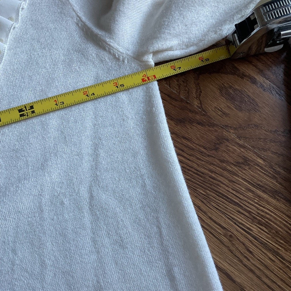 LOFT Cream Sheer Ruffle sweater - Picture 8 of 11